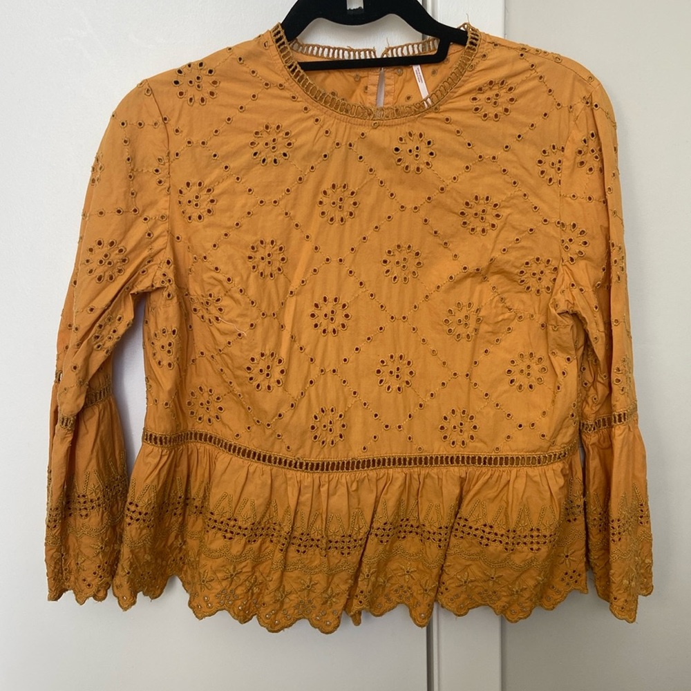 S | Free People Cut-Out Blouse